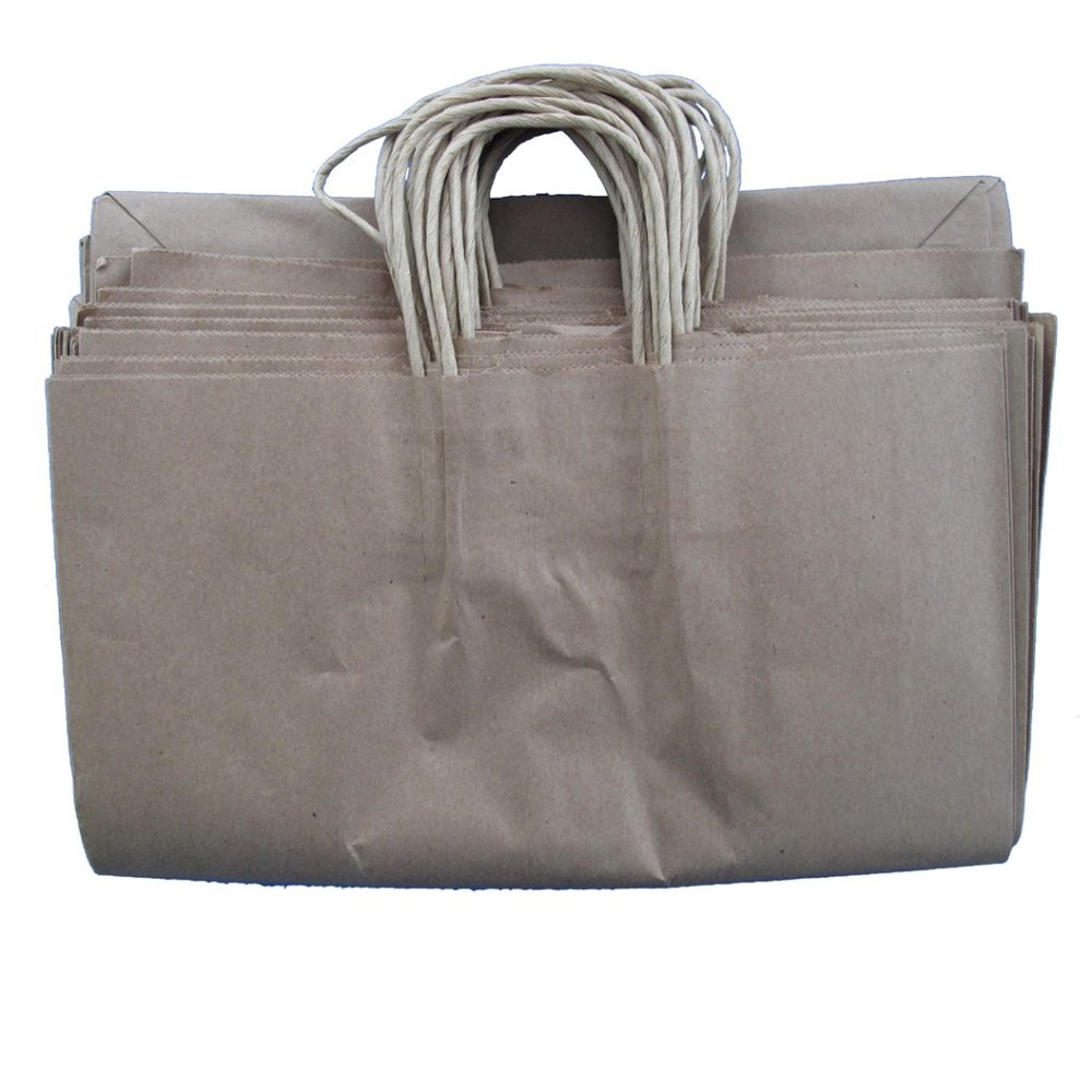 Natural Kraft Paper Bags | with Handles | Quantity 21 bags | Multipurpose shop